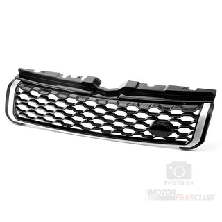 Front Grille ABS Upper Grill Fit for Compatible with Range Rover Evoque 2012-2018 Black Mesh w/Silver