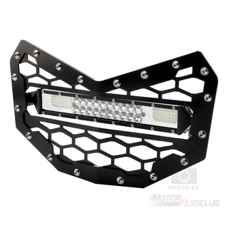 Front Grille Grill with 8" LED Back Light Light Bar Fit for Compatible with Can Am Maverick X3 2017-2021