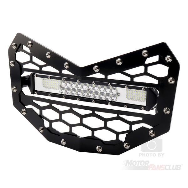 Front Grille Grill with 8" LED Back Light Light Bar Fit for Compatible with Can Am Maverick X3 2017-2021