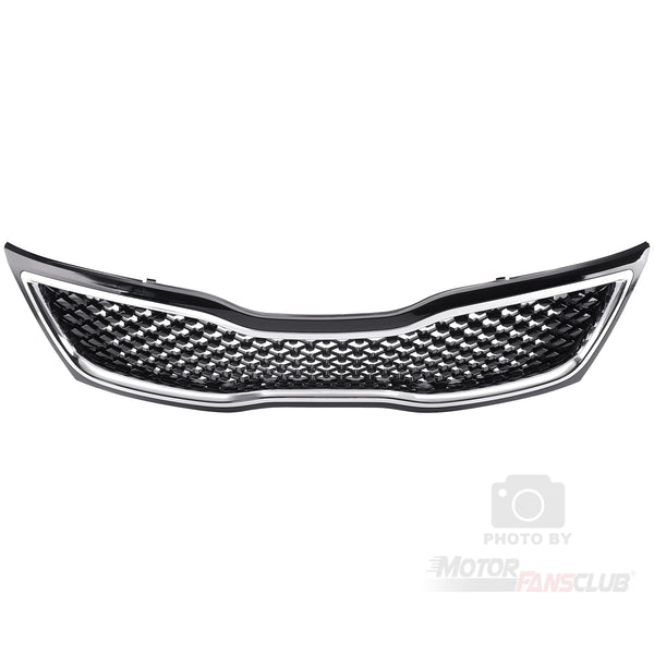 Front Upper Grille and Lower Grille Fit for Compatible with Kia Optima 2014-2015 Front Bumper Mesh Grill Black with Chrome Strip